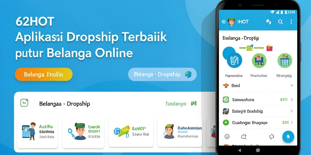 Tampilan antarmuka aplikasi dropship 62HOT yang menarik dan fungsional.