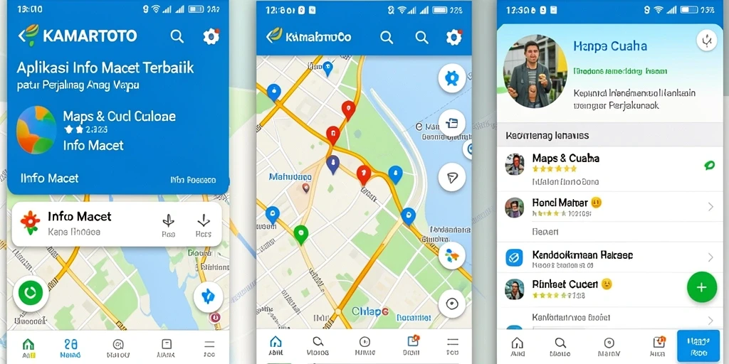 Antarmuka KAMARTOTO yang menampilkan informasi kemacetan dan cuaca.