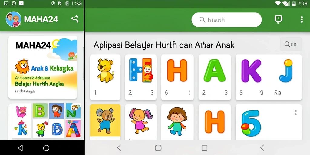 Antarmuka MAHA24 yang interaktif dan menyenangkan untuk belajar huruf dan angka.