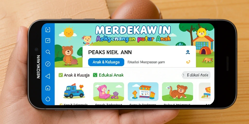 Tampilan antarmuka aplikasi MERDEKAWIN yang edukatif dan menarik.