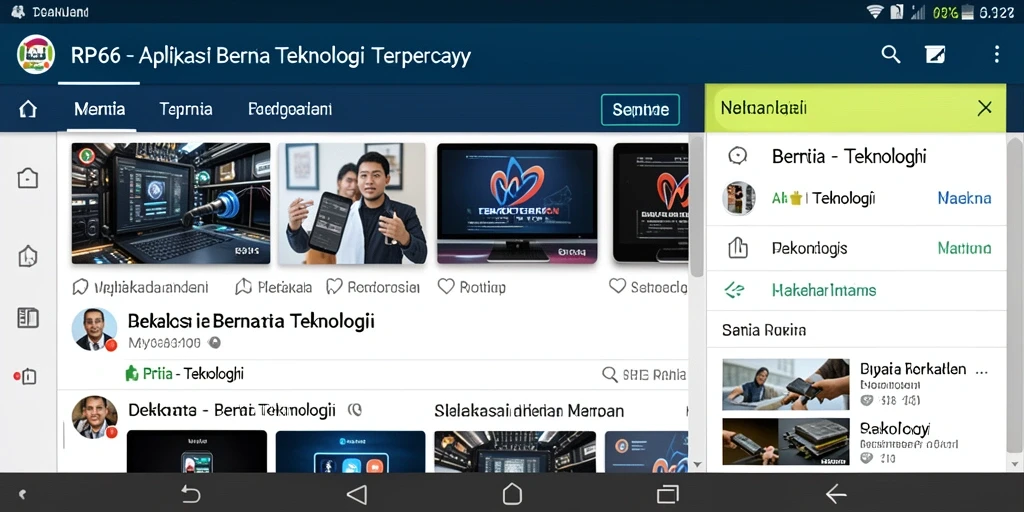 Tampilan antarmuka RP66 dengan berita teknologi terbaru.