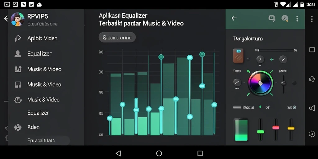 Tampilan antarmuka RPVIP5 saat mengatur Equalizer untuk suara yang optimal.