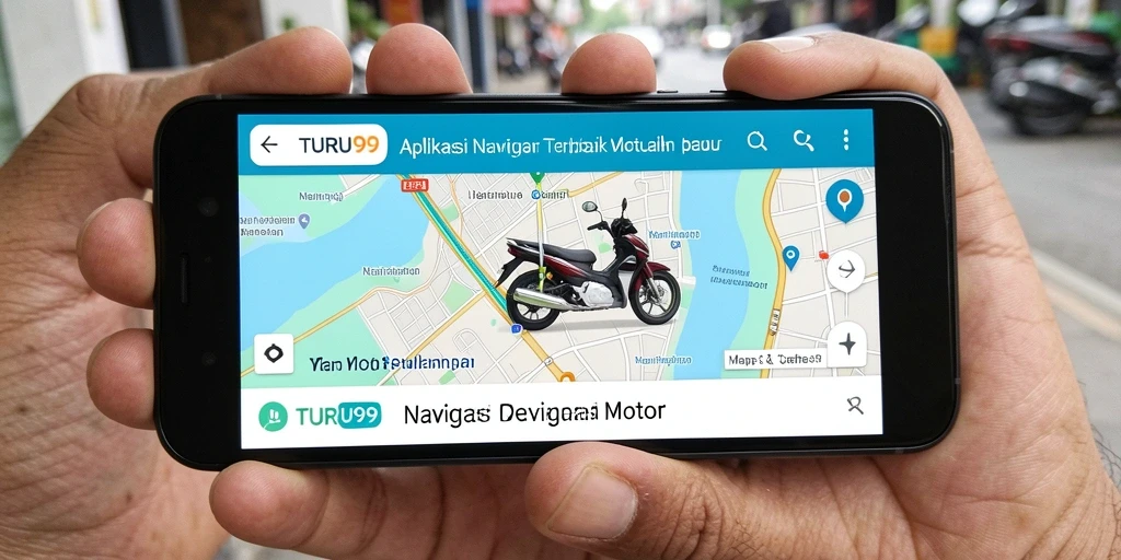 Antarmuka pengguna TURU99 menampilkan fungsi navigasi motor dengan jelas dan informatif.