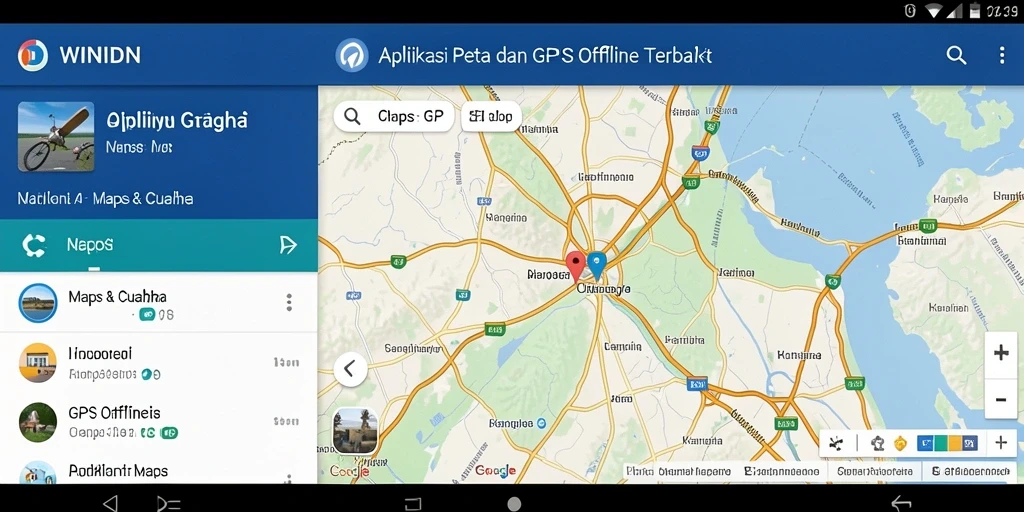 Tampilan antarmuka WINIDN dengan fungsi GPS Offline Maps yang intuitif.