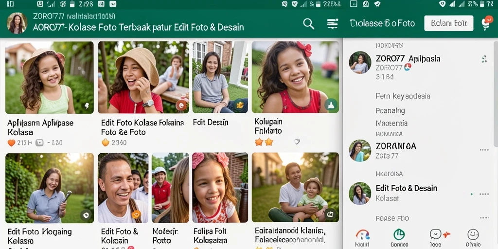 Tampilan antarmuka pengguna ZORO77 untuk kolase foto yang menarik dan kreatif.