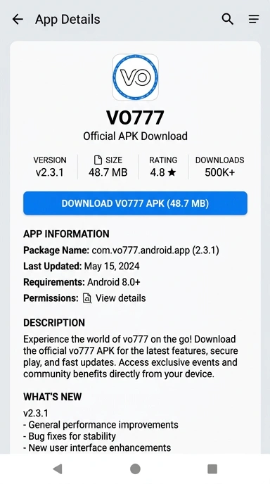 Unduh dan Instal APK vo777 untuk Android di Indonesia