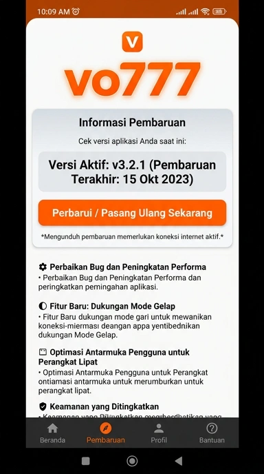 Riwayat Versi Aplikasi vo777 Terbaru untuk Android